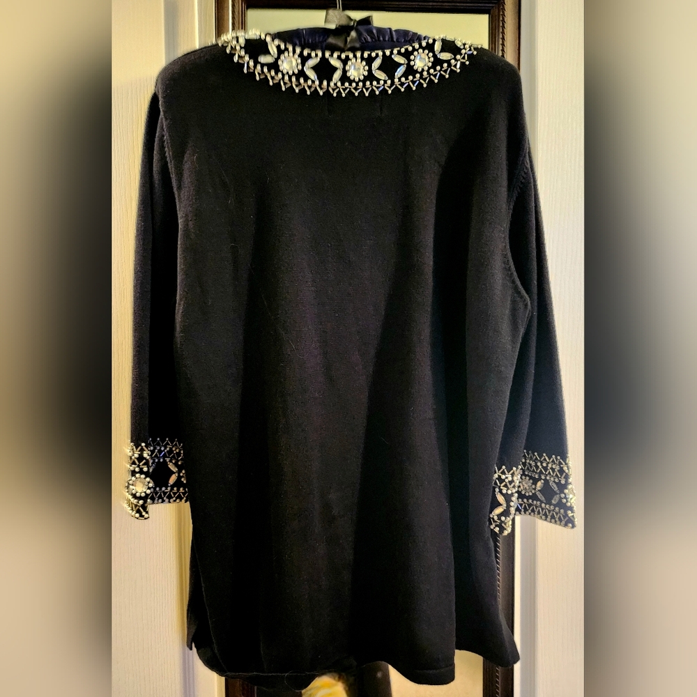 Bob Mackie Wearable Art Bling Embellished Sweater 100% Cotton - Picture 3 of 6